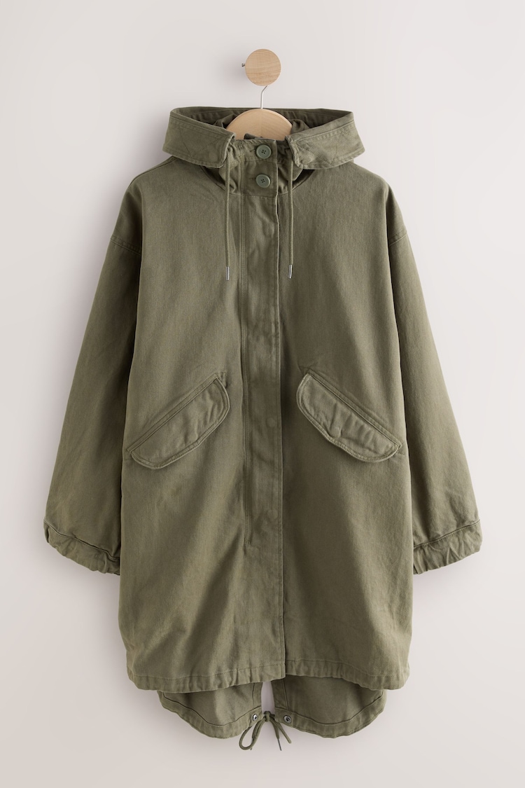 Khaki Green Parka 100% Cotton Coat - Image 1 of 1
