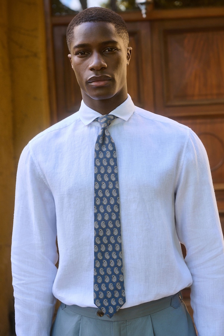 Neutral Paisley Tie With Tie Clip - Image 1 of 1