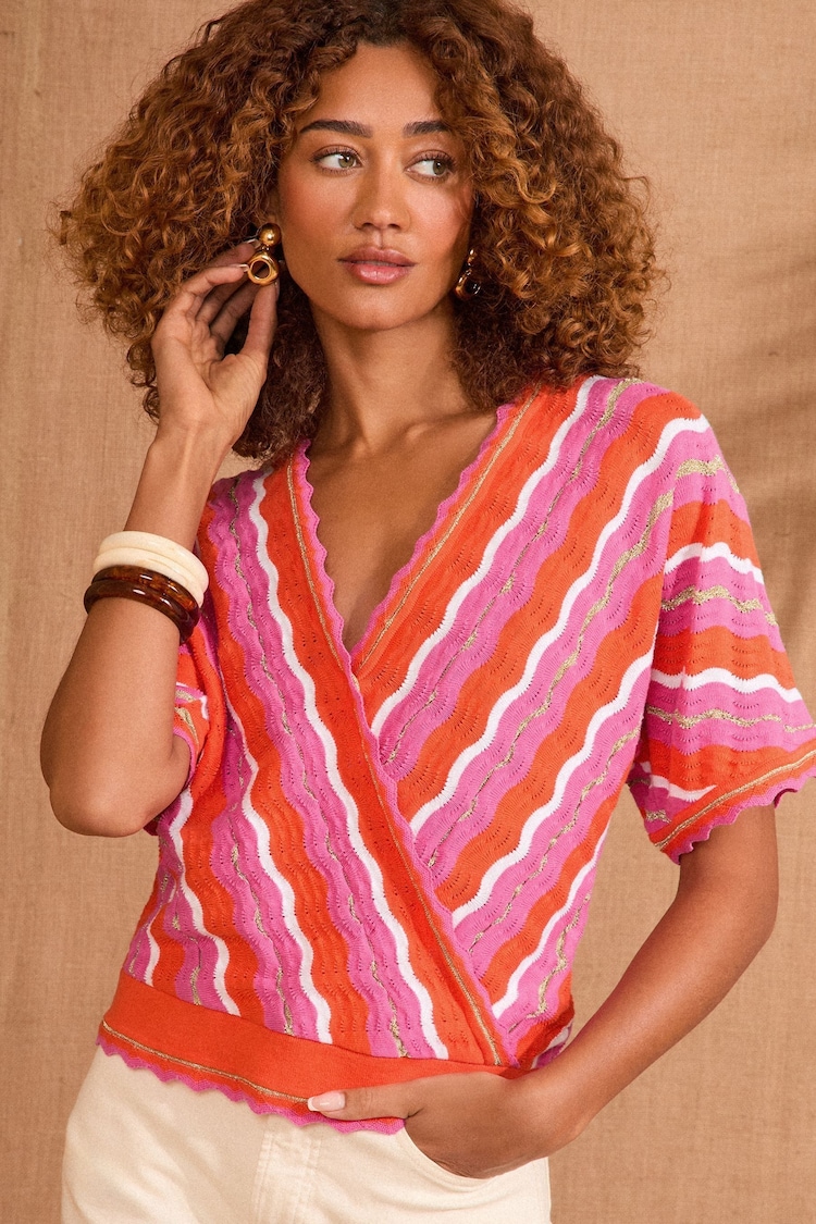 Love & Roses Multi Scallop Knitted top - Image 1 of 1