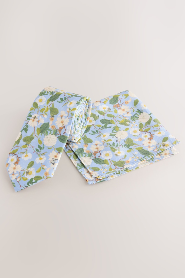 Blue Kew Gardens Floral Tie and Pocket Square - Image 1 of 1