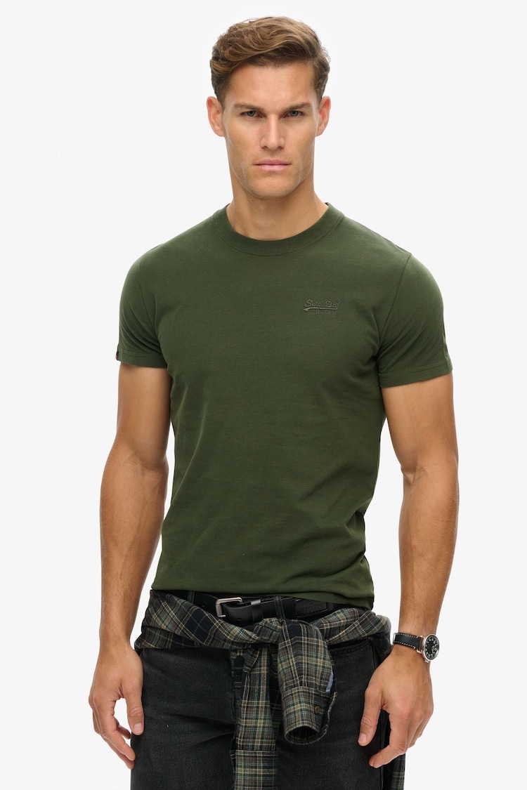 Зеленый - Футболка с вышивкой логотипа Superdry Essential - Image 1 of 1