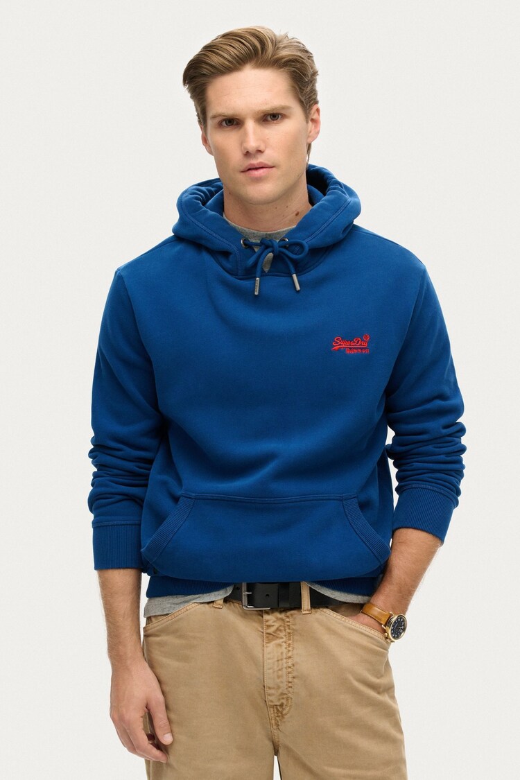 Superdry Blue Essential Slim Fit Logo Hoodie - Image 1 of 1