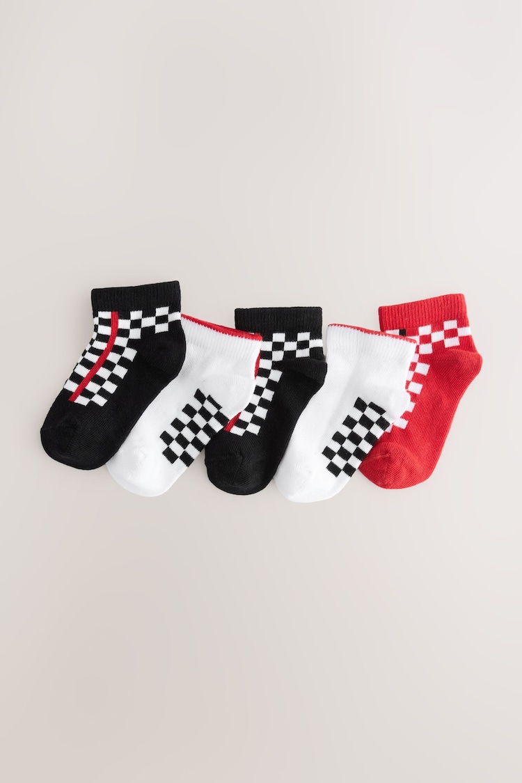 White/Black/Red Checkerboard Rich Trainers Socks 7 Pack - Image 1 of 1