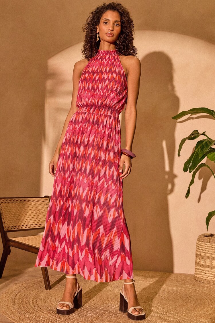 Love & Roses Red Mesh Midaxi Halterneck Dress - Image 1 of 1