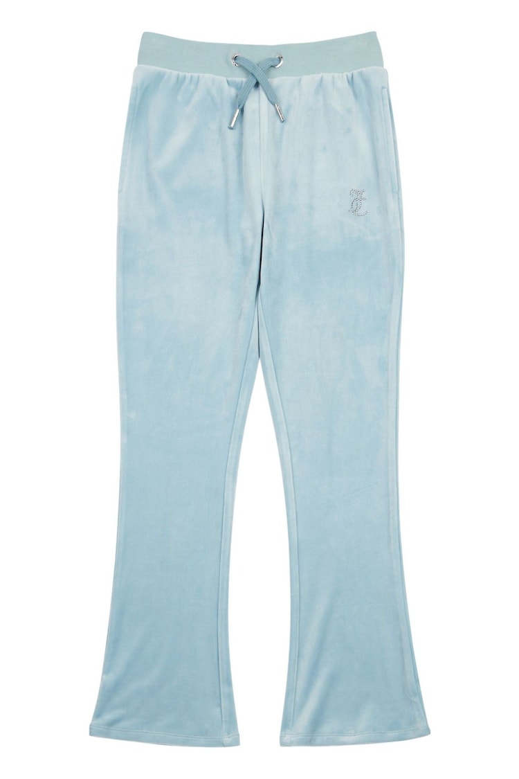 Juicy Couture Aqua Blue Girls Diamanté Bootcut Joggers - Image 1 of 1