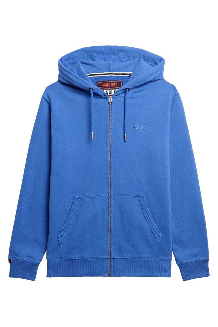 Superdry Light Blue Essential Logo Slim Fit Zip Hoodie - Image 1 of 1