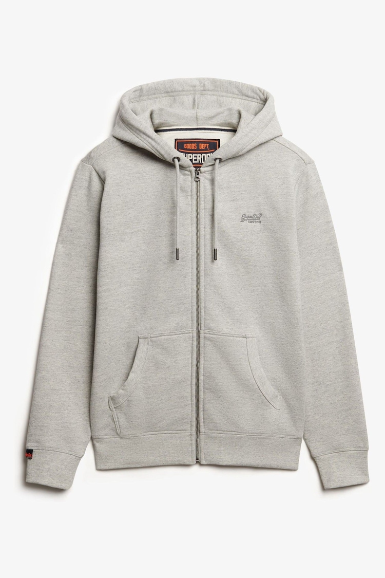 Superdry Grey Essential Logo Slim Fit Zip Hoodie - Image 1 of 1
