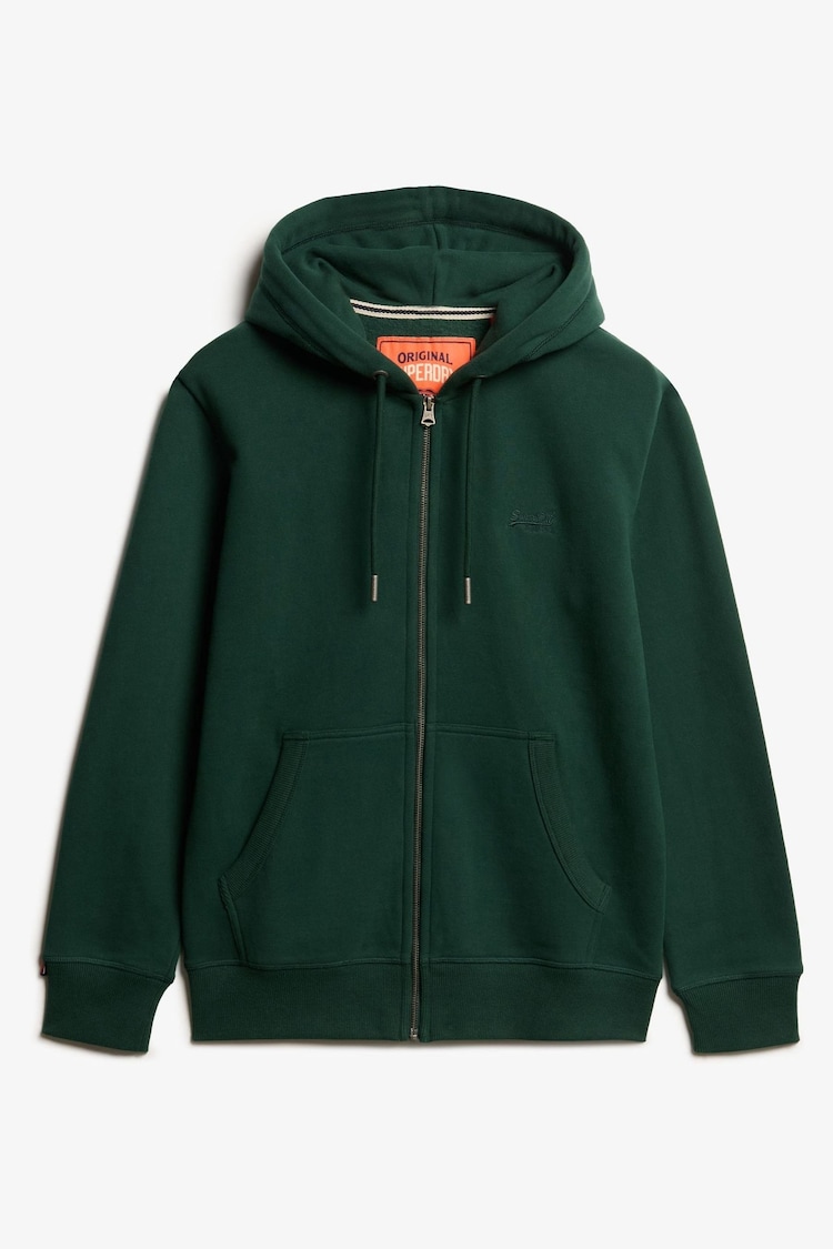 Superdry Green Essential Logo Slim Fit Zip Hoodie - Image 1 of 1