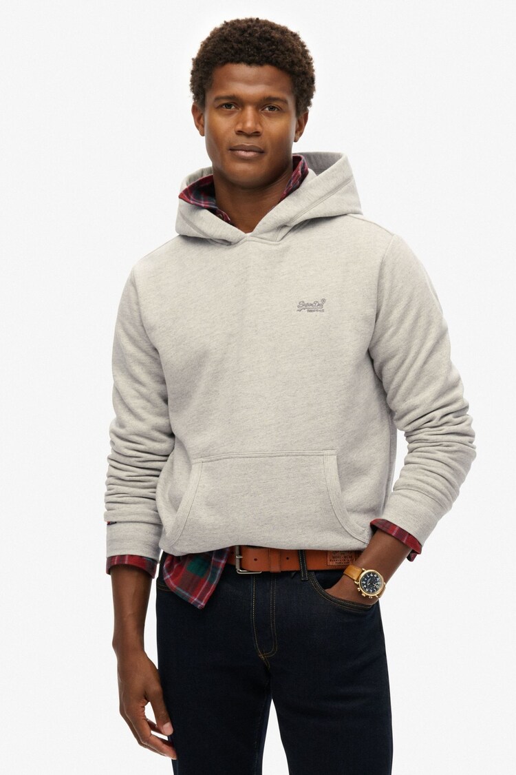 Superdry Grey Essential Loose Fit Logo Hoodie - Image 1 of 1
