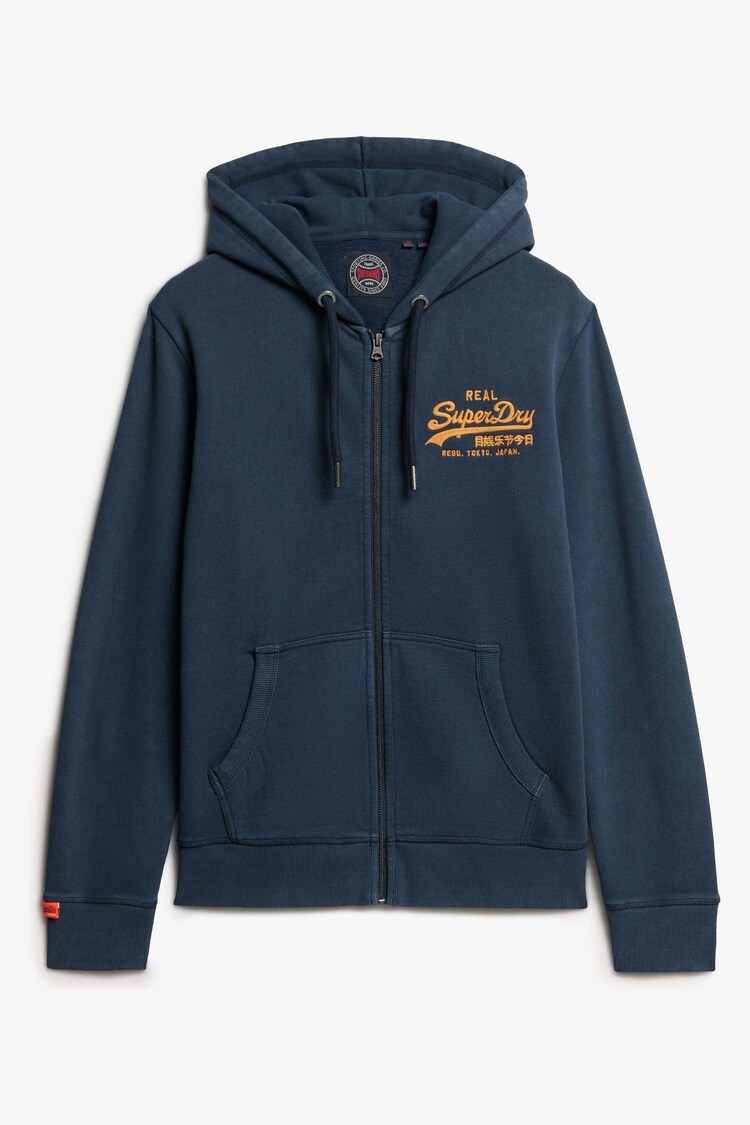 Superdry Blue VL Embroidered Relaxed Zip Hoodie - Image 1 of 1