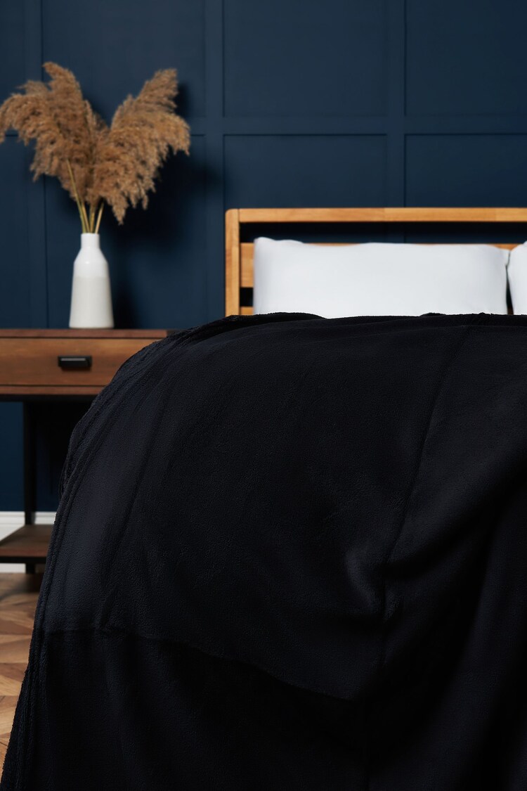 BHS Black Microfleece Throw - Image 1 of 1