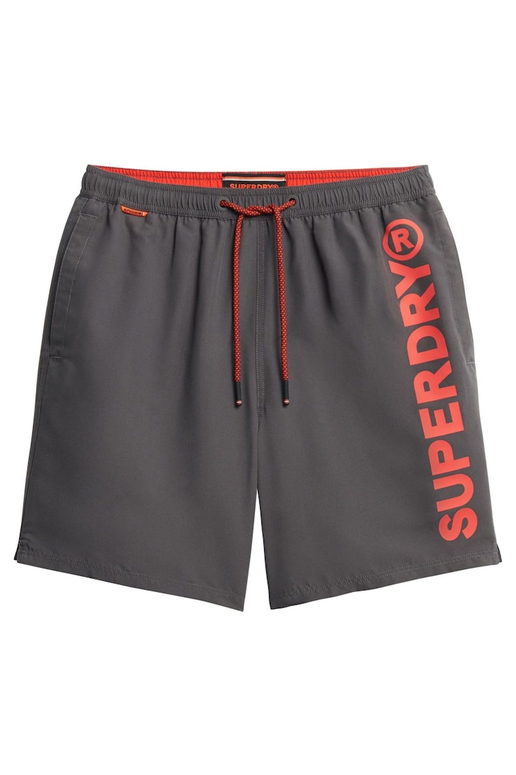 Superdry Graphite Grey Sport Graphic 17 Swim Shorts - Image 1 of 1