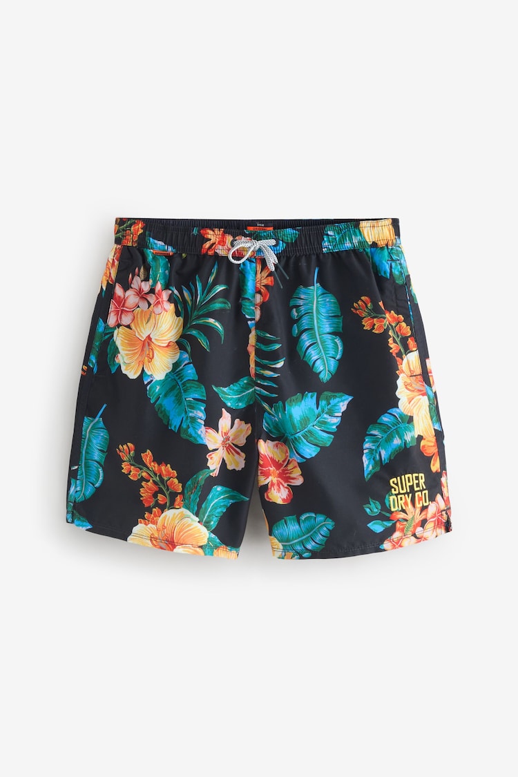 Superdry Blue Hawaiian Print 17 Swim Shorts - Image 1 of 1