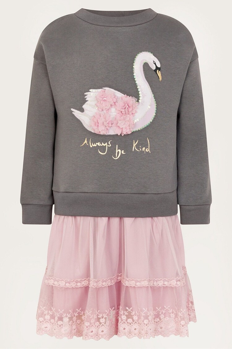 Monsoon Grey 2-in-1 Swan Jumper Dress - Image 1 of 1