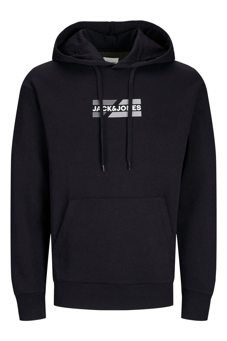 JACK & JONES Black Relaxed Fit Logo Hoodie - Image 1 of 1