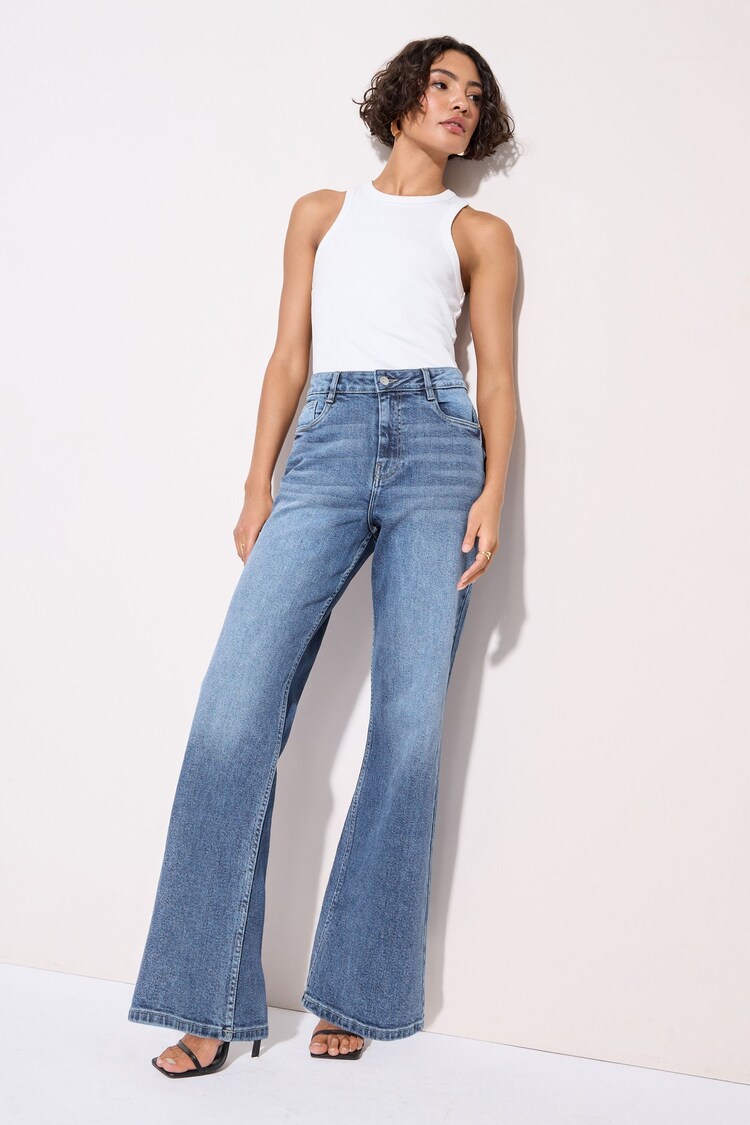 Friends Like These Mid Blue Relaxed Wide Leg Jeans - Image 1 of 1