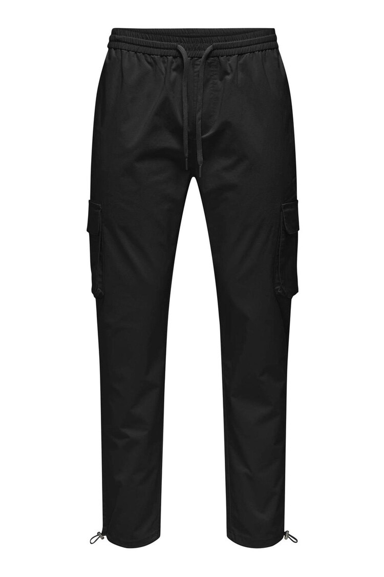 Only & Sons Black Slim Fit Straight Leg Tech Cargo Trousers - Image 1 of 1