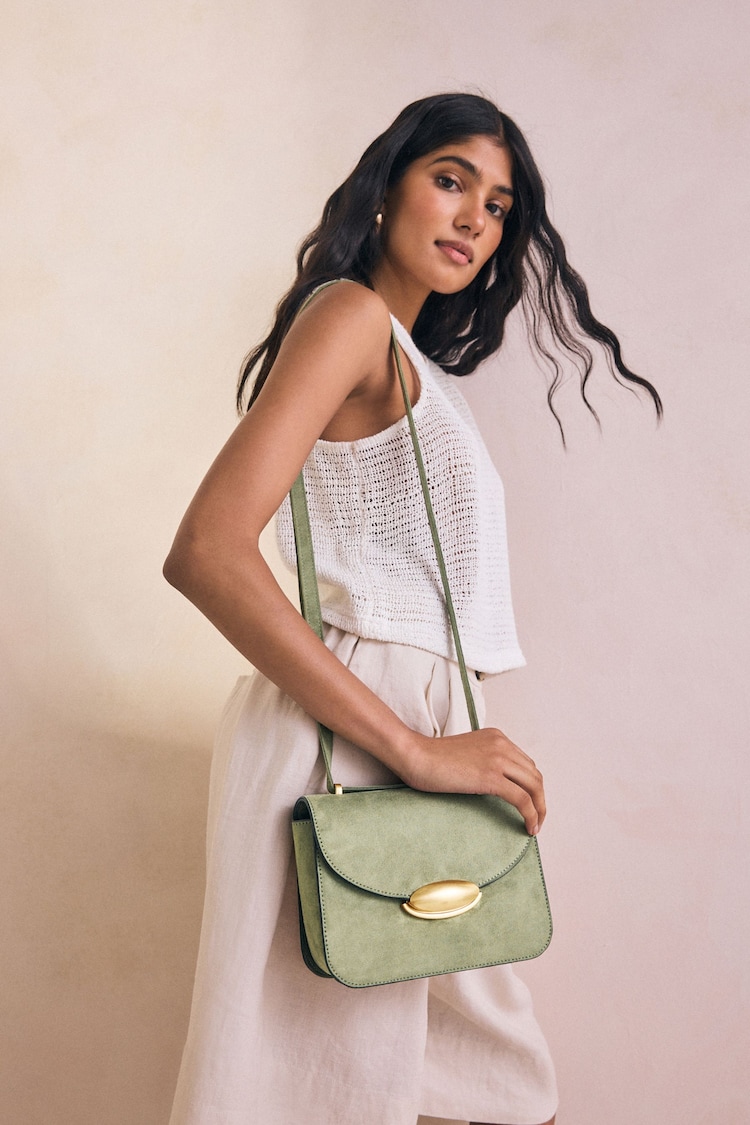Khaki Green Structured Cross-Body Bag - Image 1 of 1