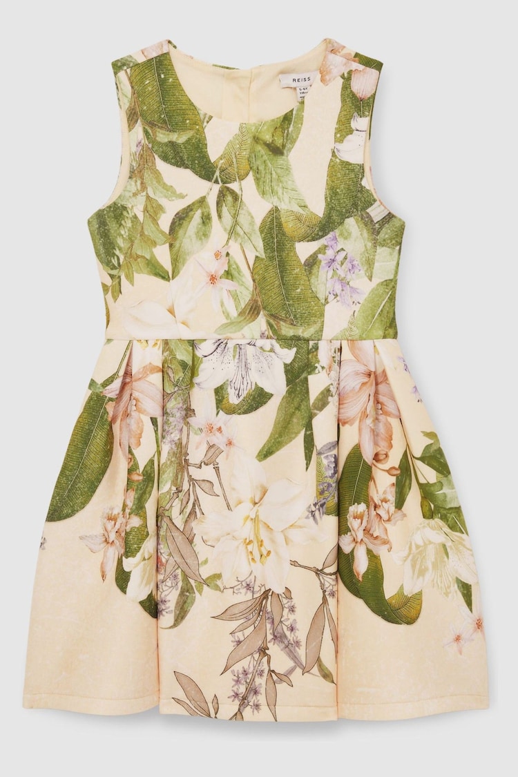 Reiss Pink Print Trinny 9-13 yrs Floral Scuba Sleeveless Dress - Image 1 of 1