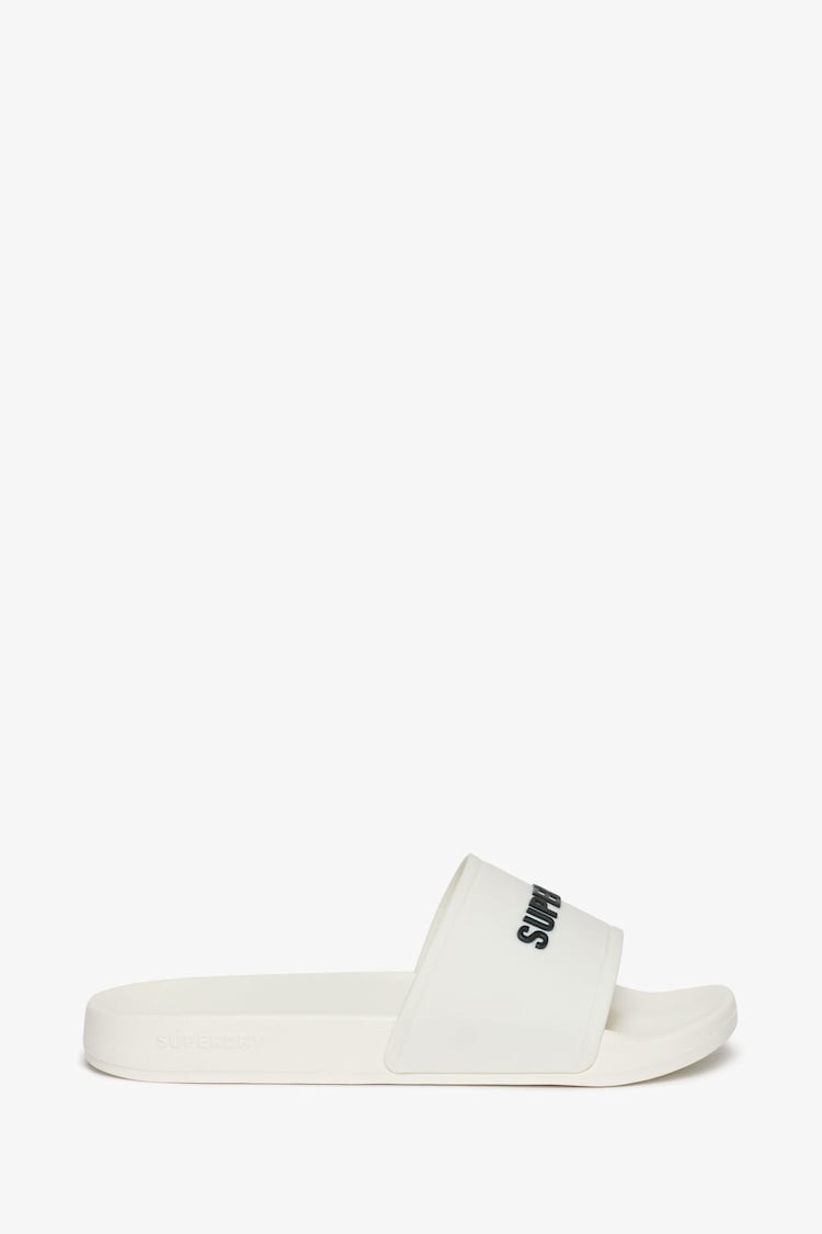 Superdry White Logo Pool Sliders - Image 1 of 1