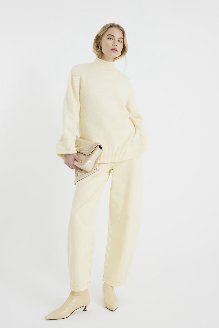 River Island Buttermilk Yellow Seamed Barrel Jeans - Image 1 of 1