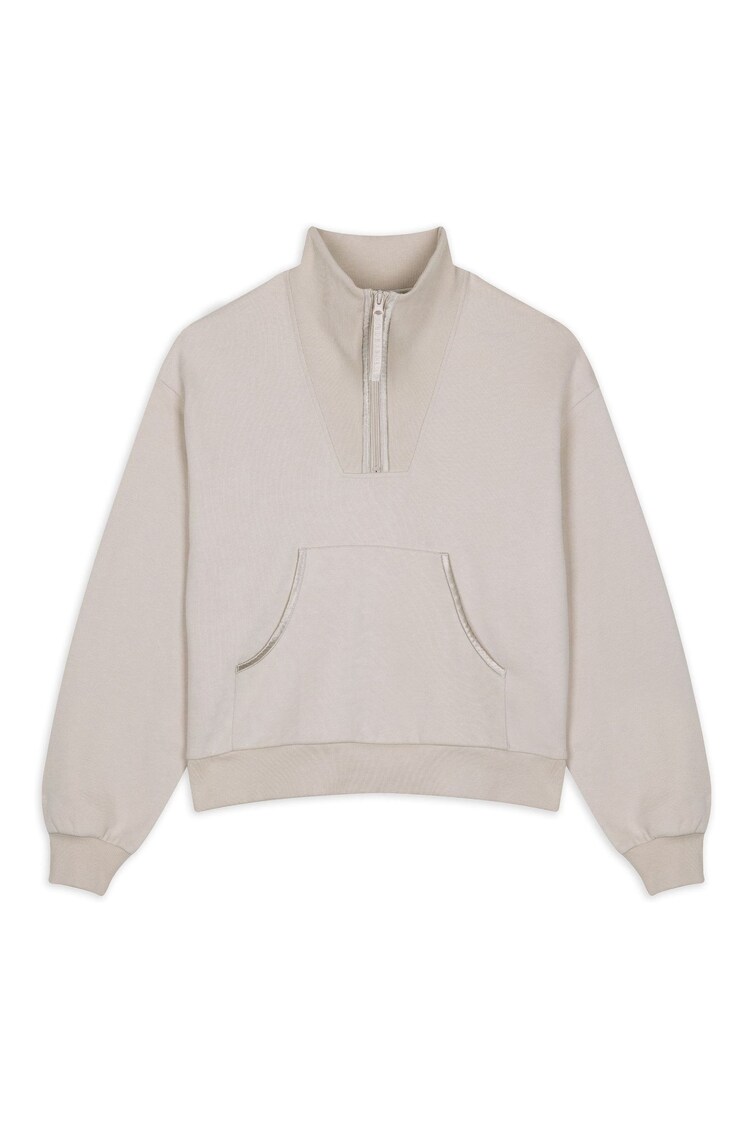 Chelsea Peers Natural 100% Cotton Quarter Zip Funnel Sweater - Image 1 of 1