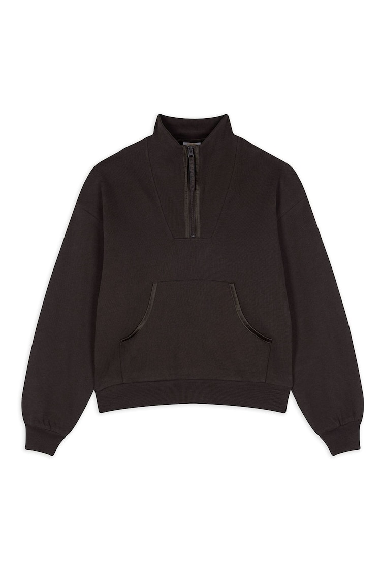 Chelsea Peers Brown 100% Cotton Quarter Zip Funnel Sweater - Image 1 of 1