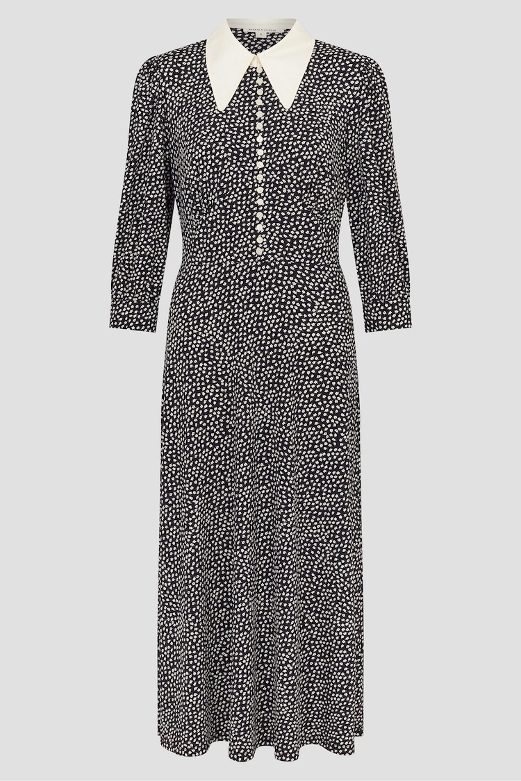 Monsoon Black Arielle Floral Print Jersey Midi Dress - Image 1 of 1