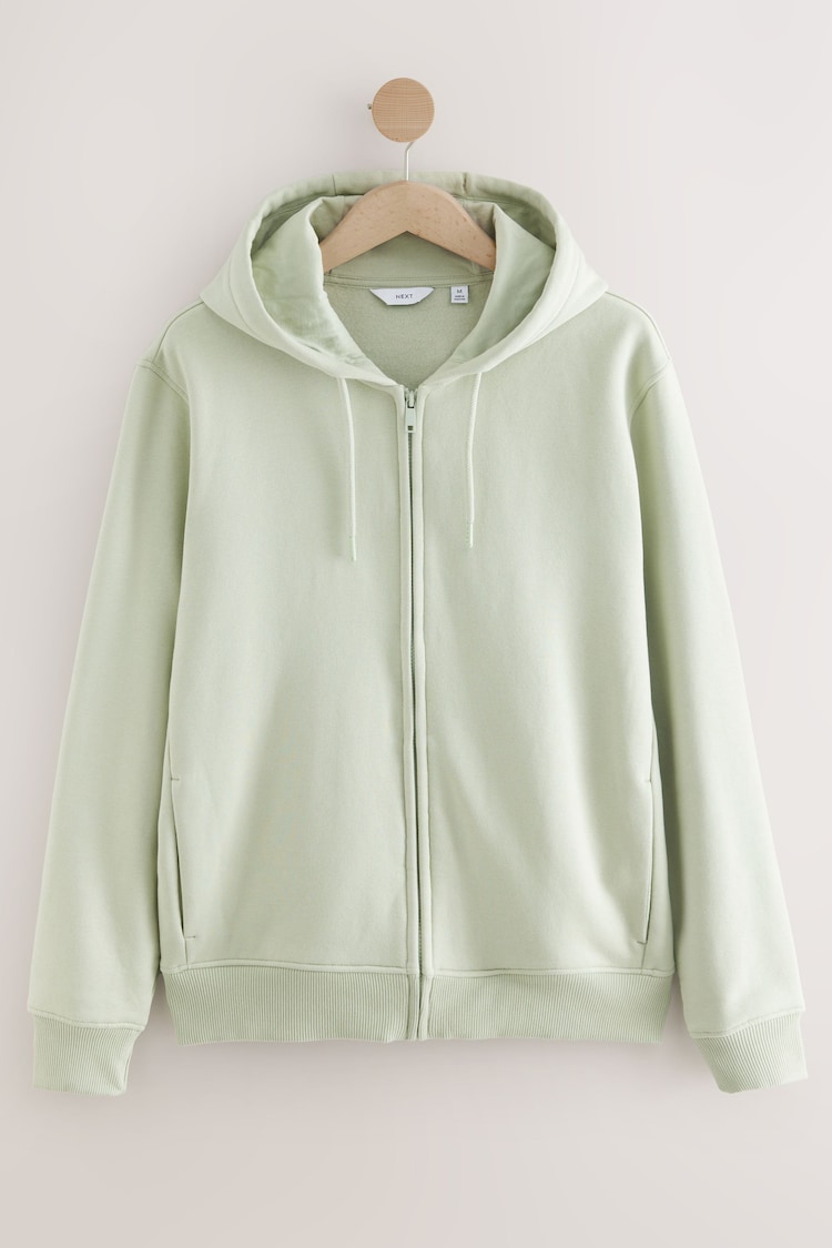Sage Green Cotton-Rich Jersey Zip Up Hoodie - Image 1 of 1