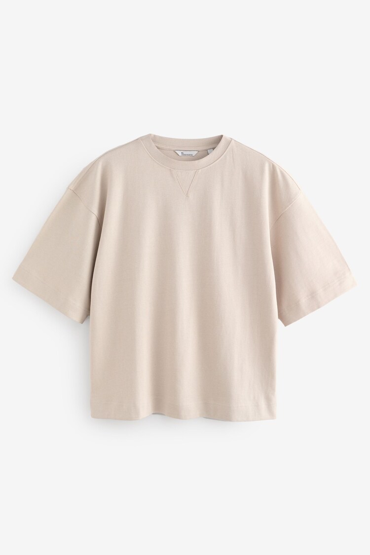 Grey Oversized 100% Cotton Short Sleeve Soft Touch Peached Feel Heavyweight T-Shirt - Image 1 of 1