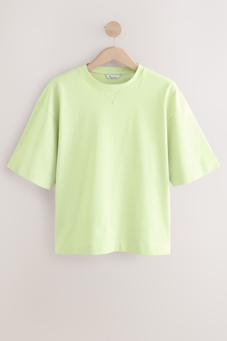 Green Oversized 100% Cotton Short Sleeve Soft Touch Peached Feel Heavyweight T-Shirt - Image 1 of 1