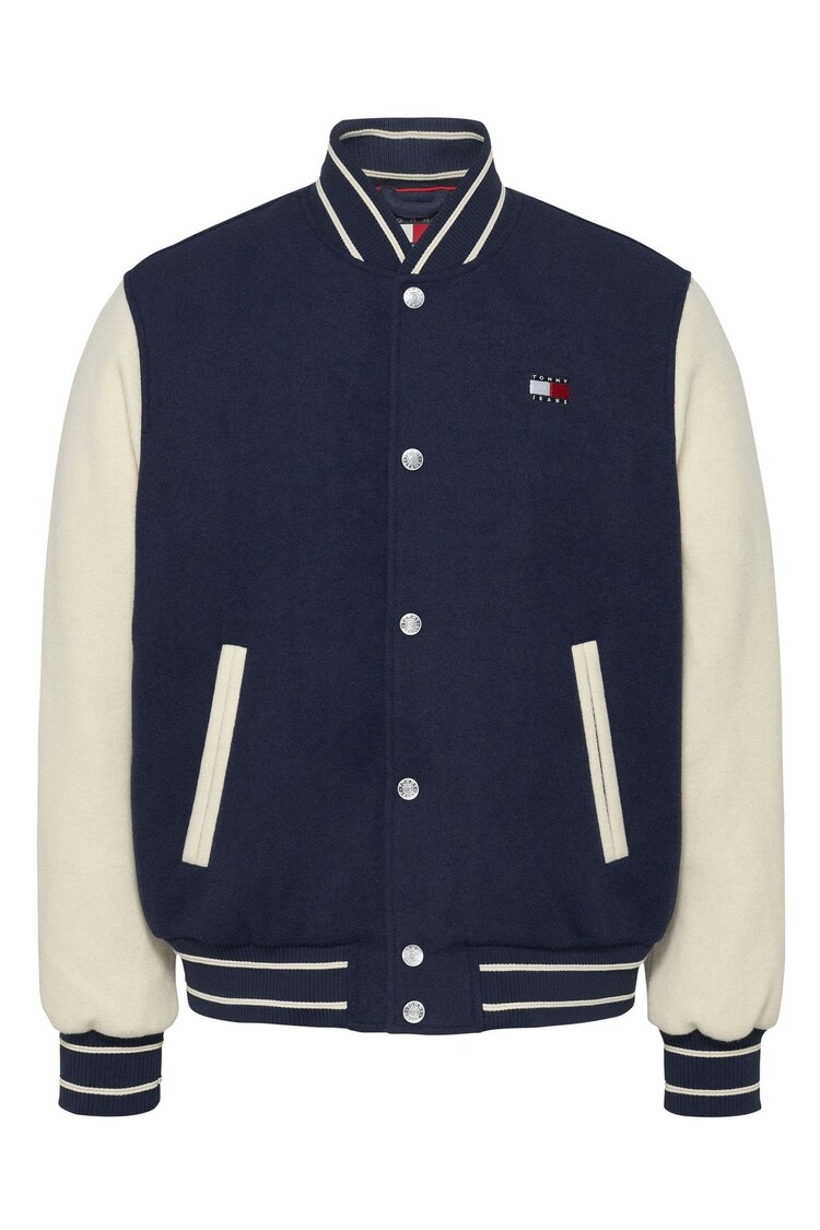 Tommy Jeans Blue Wool Blend Varsity Jacket - Image 1 of 1
