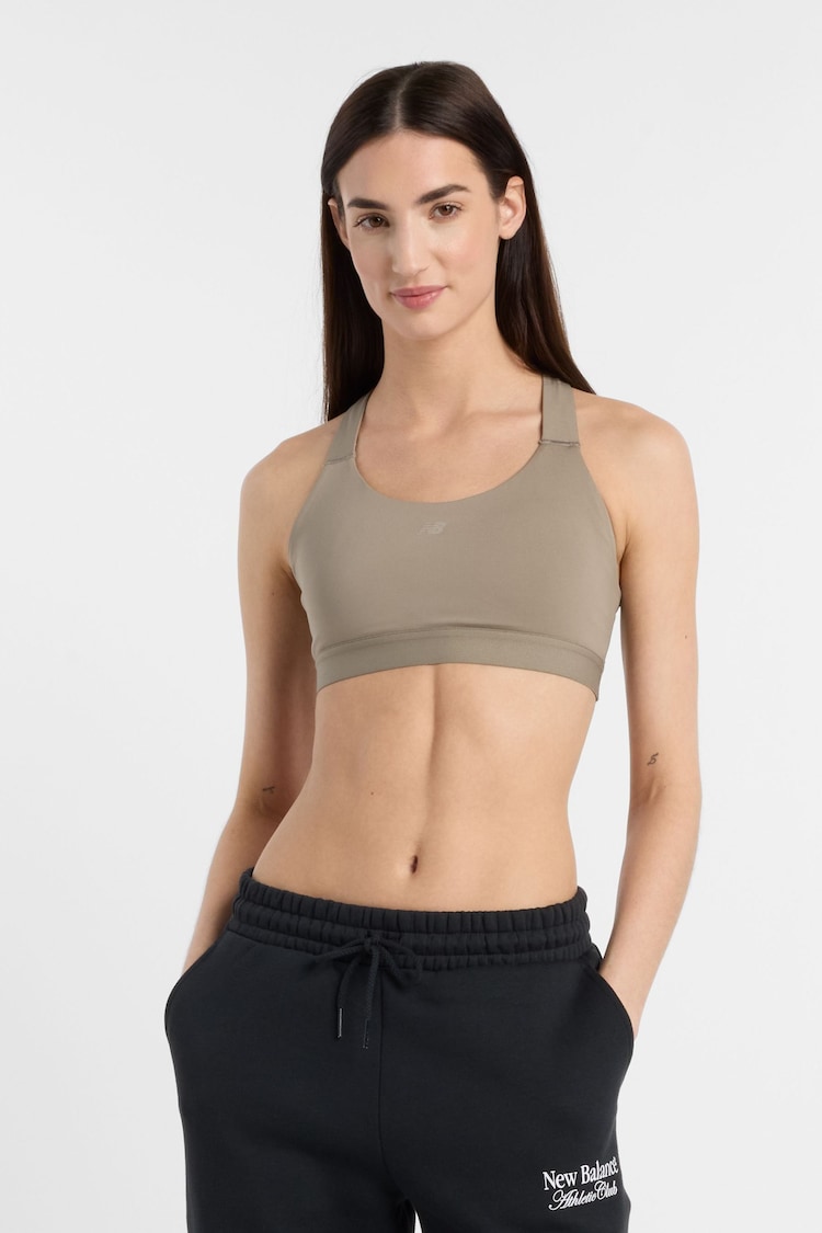 New Balance Khaki Green Womens Essentials Medium Support Traininng Bra - Image 1 of 1 New Balance Khaki Green Womens Essentials Medium Support Traininng Bra - Image 1 of 1