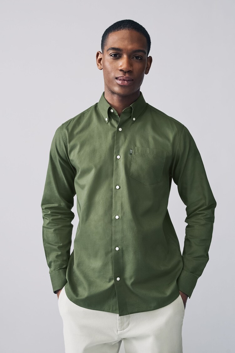 Темно-зеленый - Обычный крой - Button Down Easy Iron Oxford Shirt - Image 1 of 1