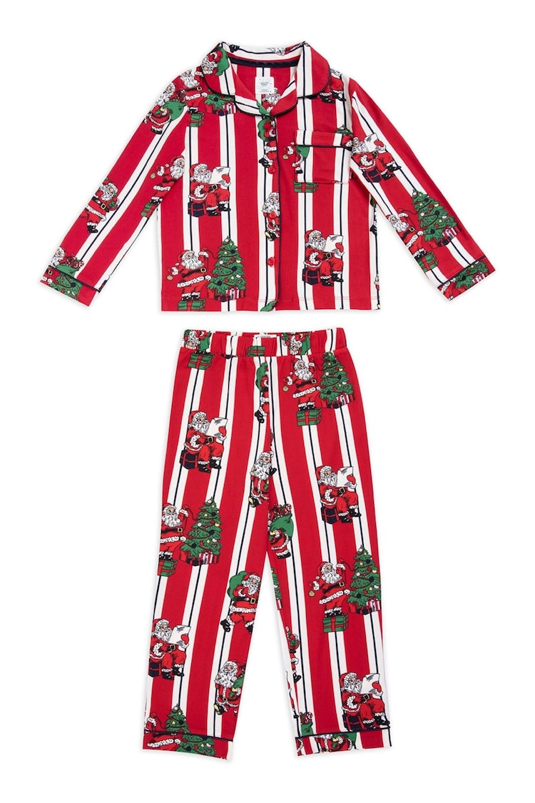 Chelsea Peers Red Kids Christmas Santa Stripe Print Long Pyjama Set - Image 1 of 1