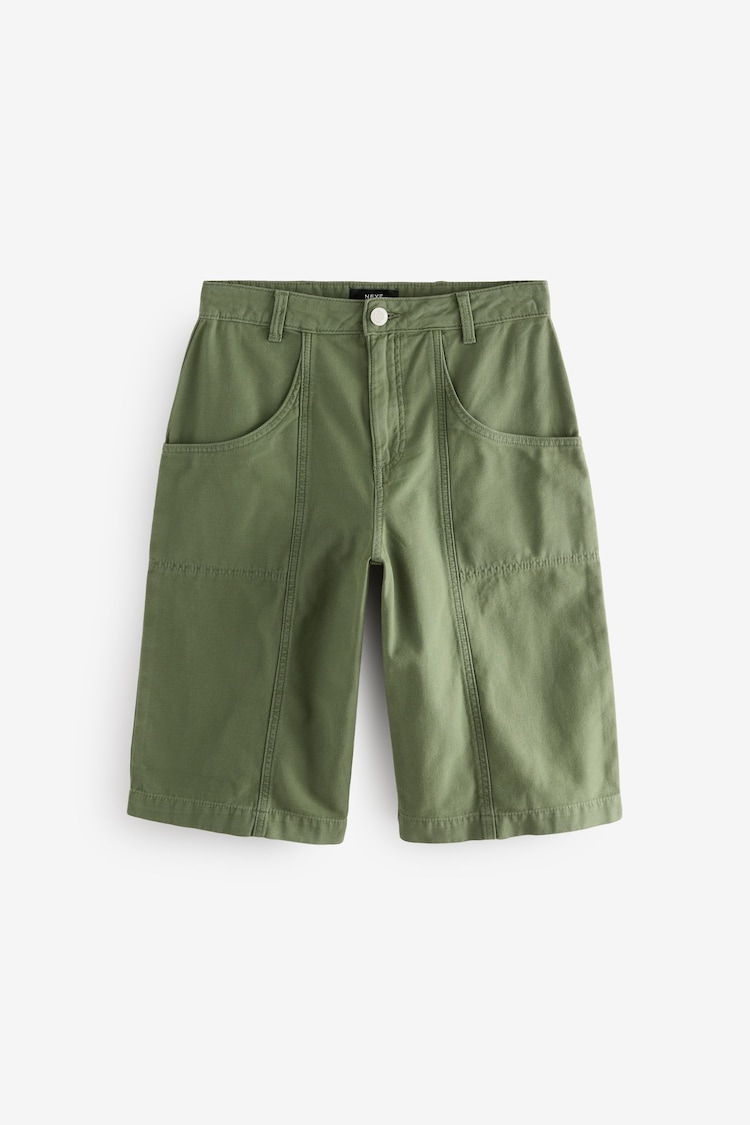 Khaki Green 100% Cotton Jort Shorts - Image 1 of 1