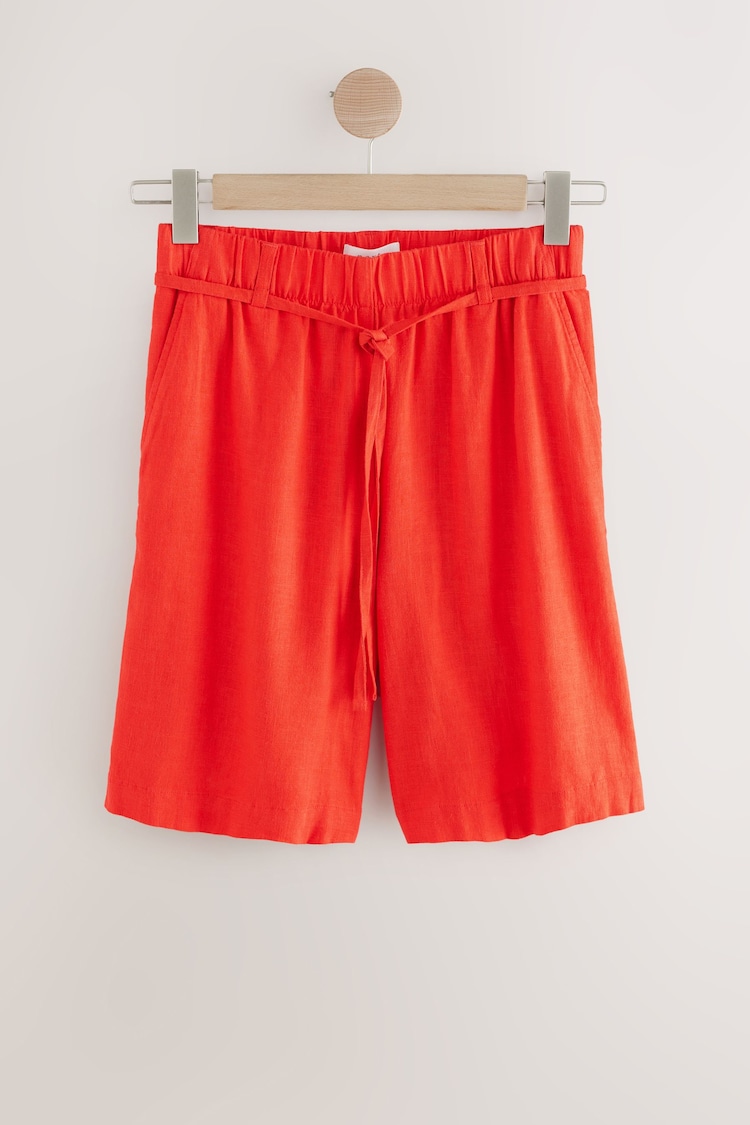 Rojo - Tie Waist Linen Blend Bermuda Knee Shorts - Imagen 1 de 1