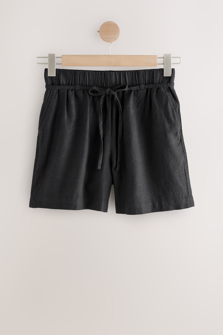 Noir - Tie Waist Linen Blend Boy Shorts - Image 1 of 1