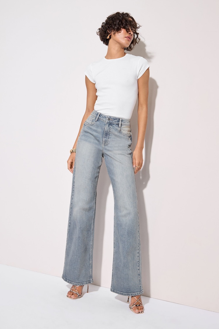 Friends Like These Bleach Denim Relaxed Wide Leg Jeans - Image 1 of 1