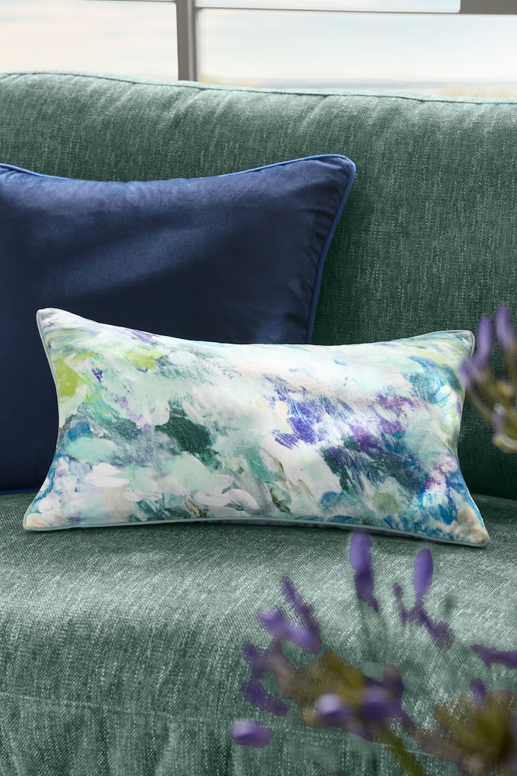 Green/Blue Blurred Abstract Printed Island Cushion - Image 1 of 1