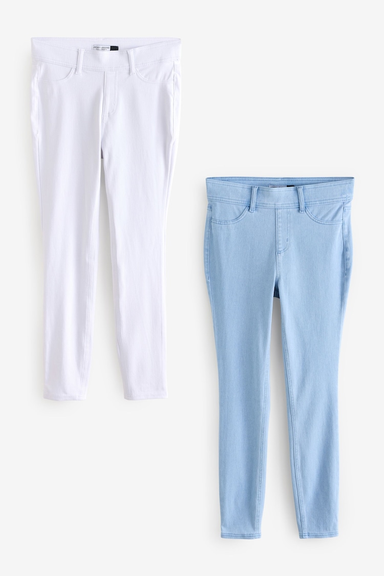 Blue/White Full Length Jersey Denim Leggings 2 Pack - Image 1 of 1