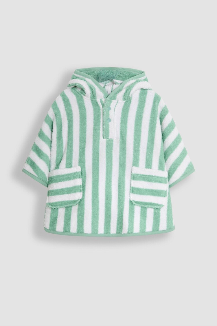 JoJo Maman Bébé Green Stripe Towelling Poncho - Image 1 of 1