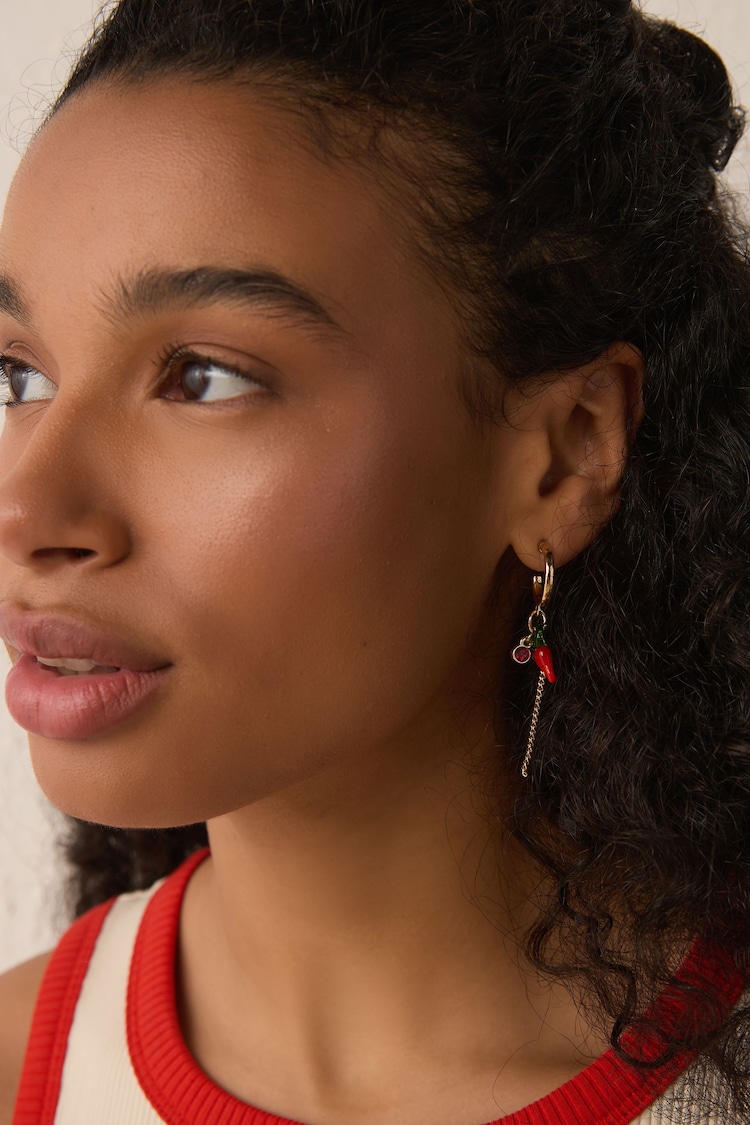 Red Chilli Drop Hoop Earrings - Image 1 of 1