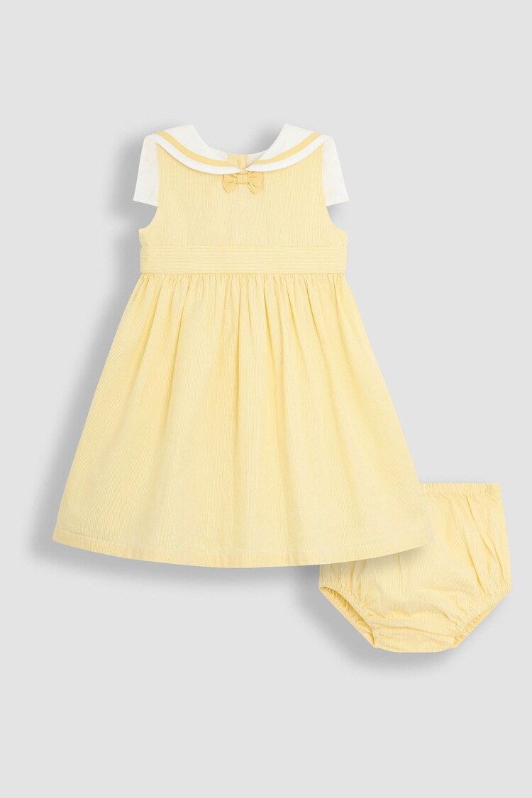 JoJo Maman Bébé Yellow Sailor Stripe Party 100% Cotton Dress - Image 1 of 1