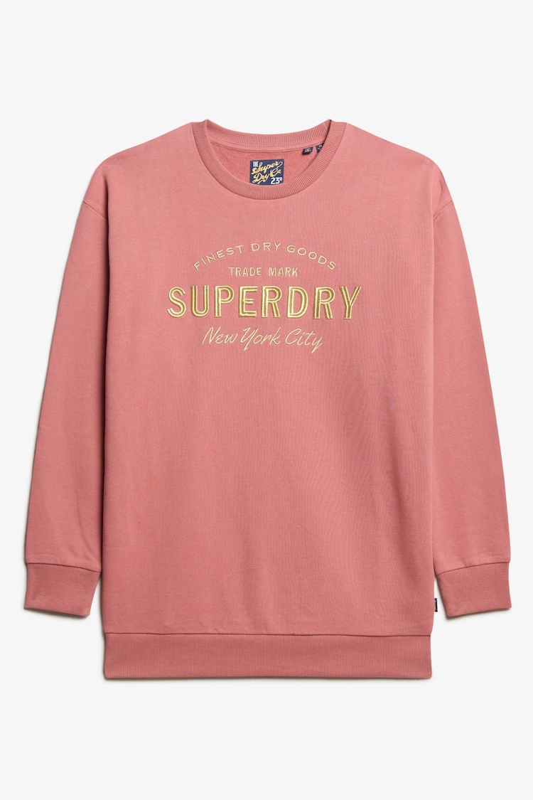 Superdry Pink Luxe Metallic Logo Sweat Dress - Image 1 of 1