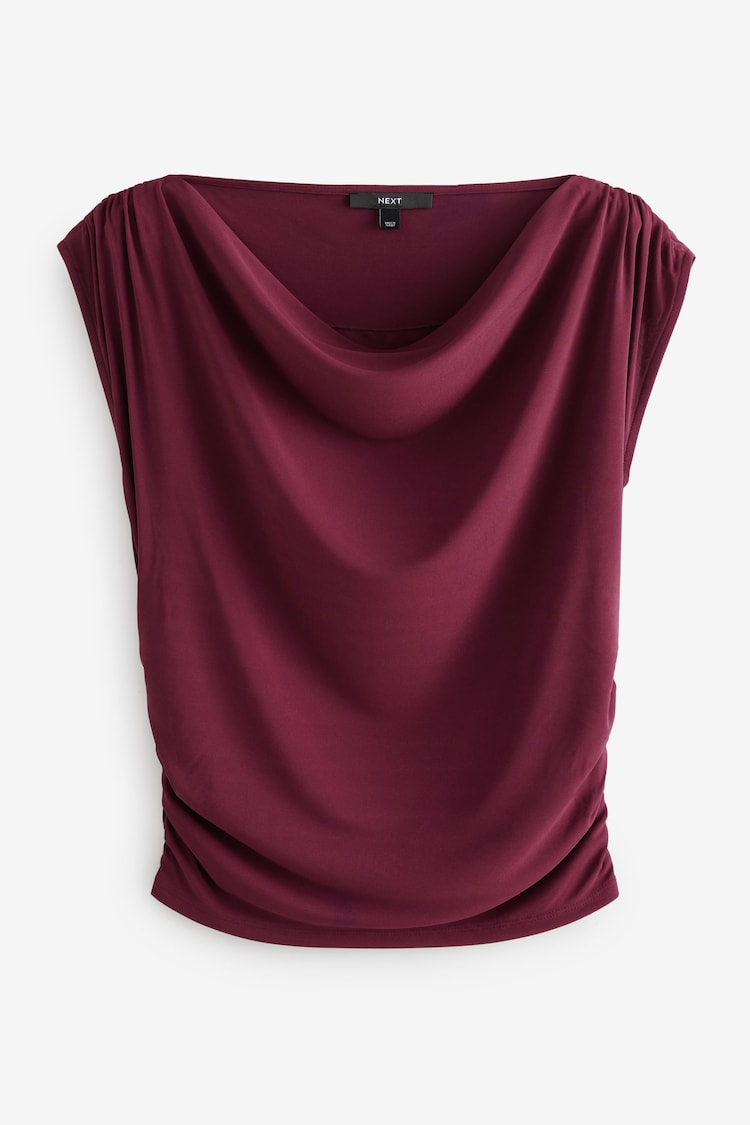Burgundy Red Sleeveless Drape Top - Image 1 of 1