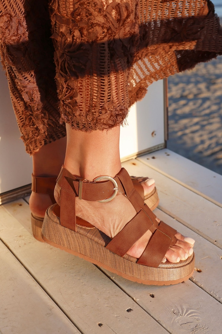Linzi Brown Tori Flatform Gladiator Sandals - Image 1 of 1