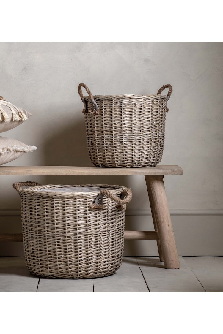 Gallery Home Set of 2 Natural Frankie Round Baskets - Image 1 of 1