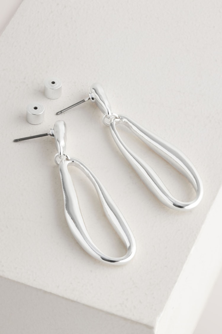 Silver Tone Molten Drop Earrings - Image 1 of 1