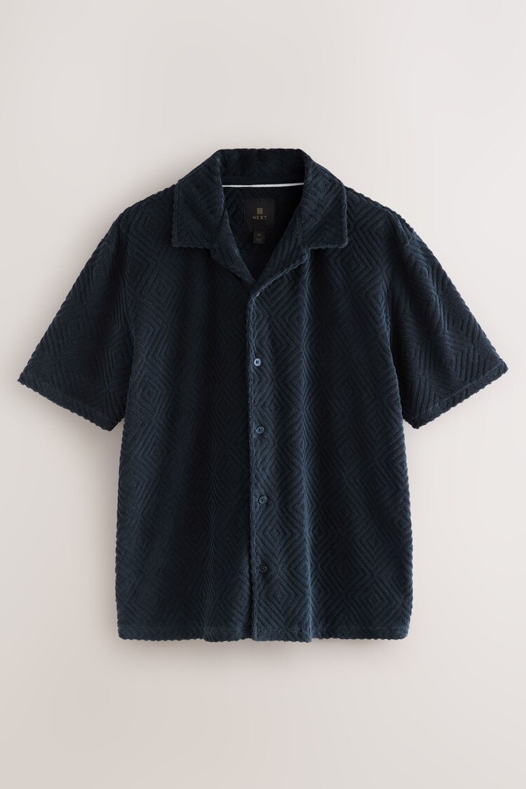 Navy Textured Towelling Shirt - Image 1 of 1